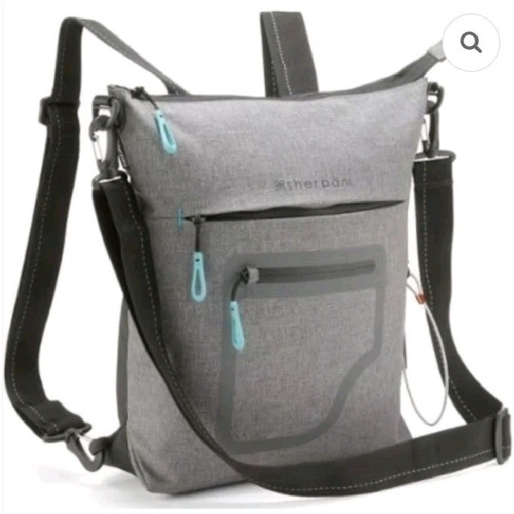Sherpani Heather Gray Backpack with Aqua Zippers